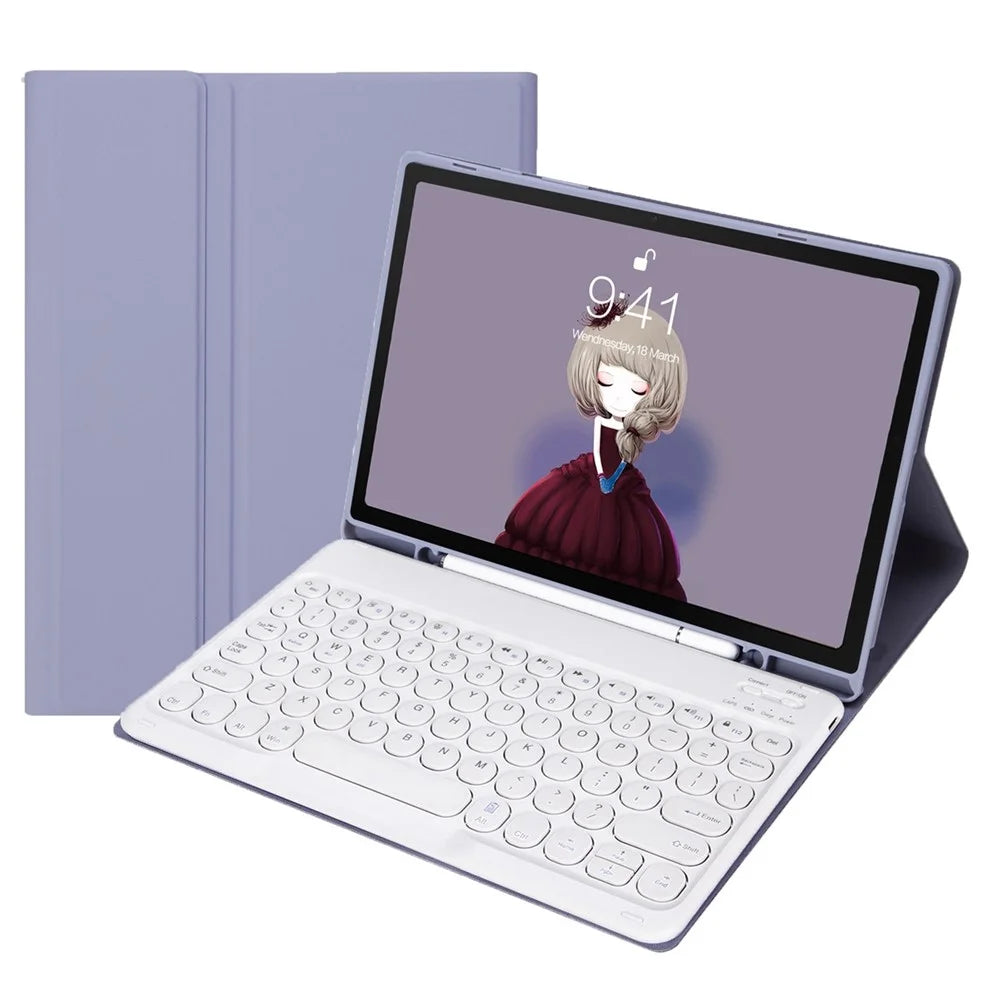 YA700B Leather Bluetooth-compatible Keyboard Case with Pen Slot Design for Samsung Galaxy Tab S8 11-inch 2021 (X700 / X706) / S7 11-inch (T870 / T875) - Purple - 2