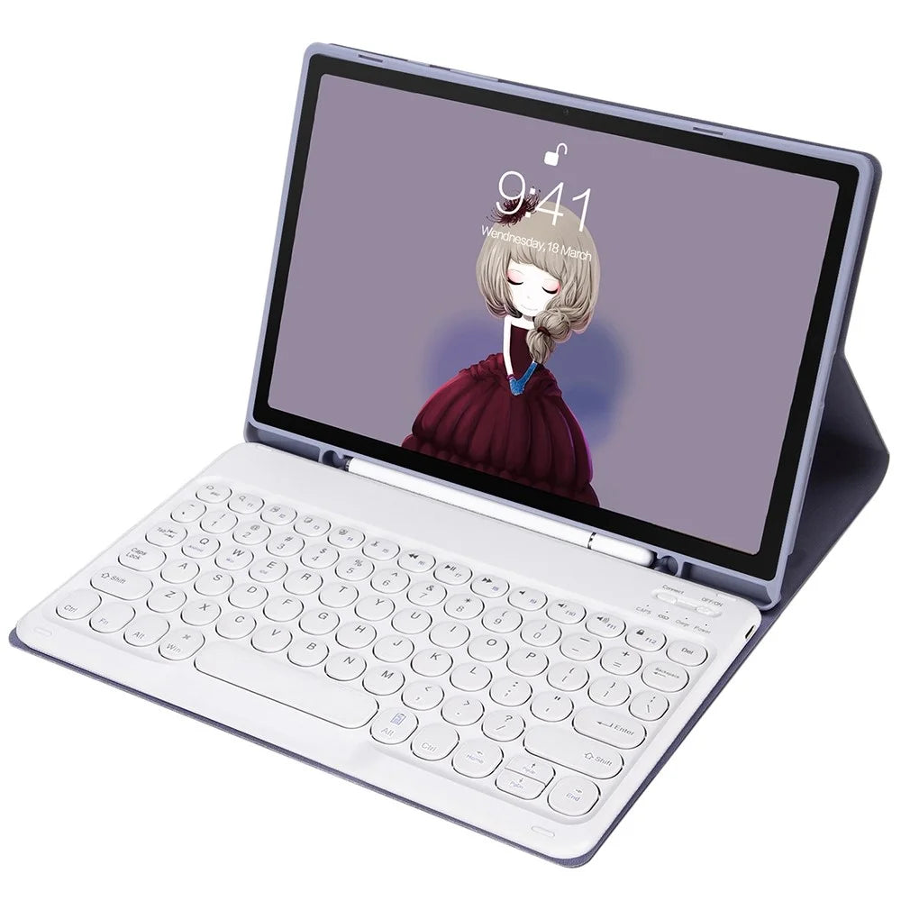 YA610B For Samsung Galaxy Tab S6 Lite (2022) 10.4 (P610 / P615) Bluetooth-compatible Keyboard Leather Cover with Pen Slot - Purple - 1