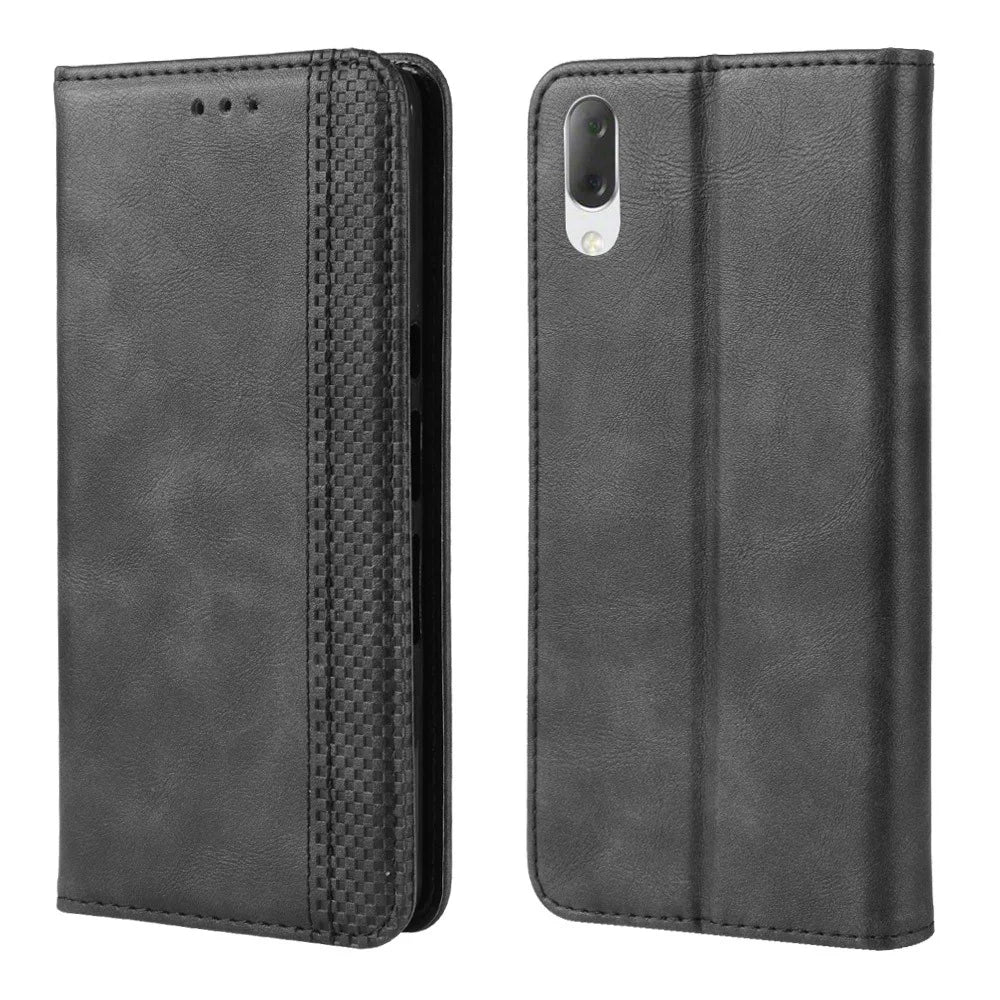 Vintage Style PU Leather Wallet Phone Case for Sony Xperia L3 - Black - 1