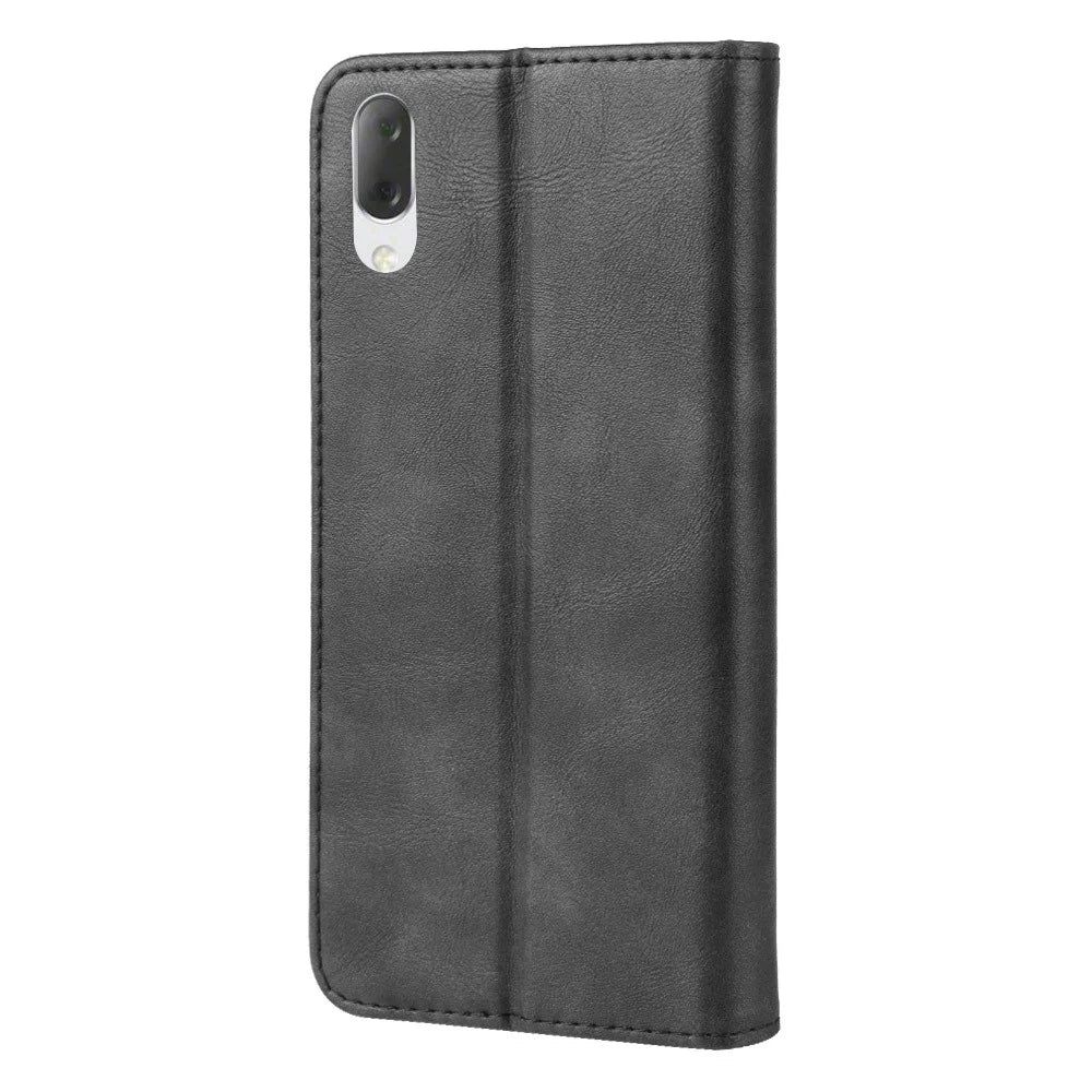 Vintage Style PU Leather Wallet Phone Case for Sony Xperia L3 - Black - 5