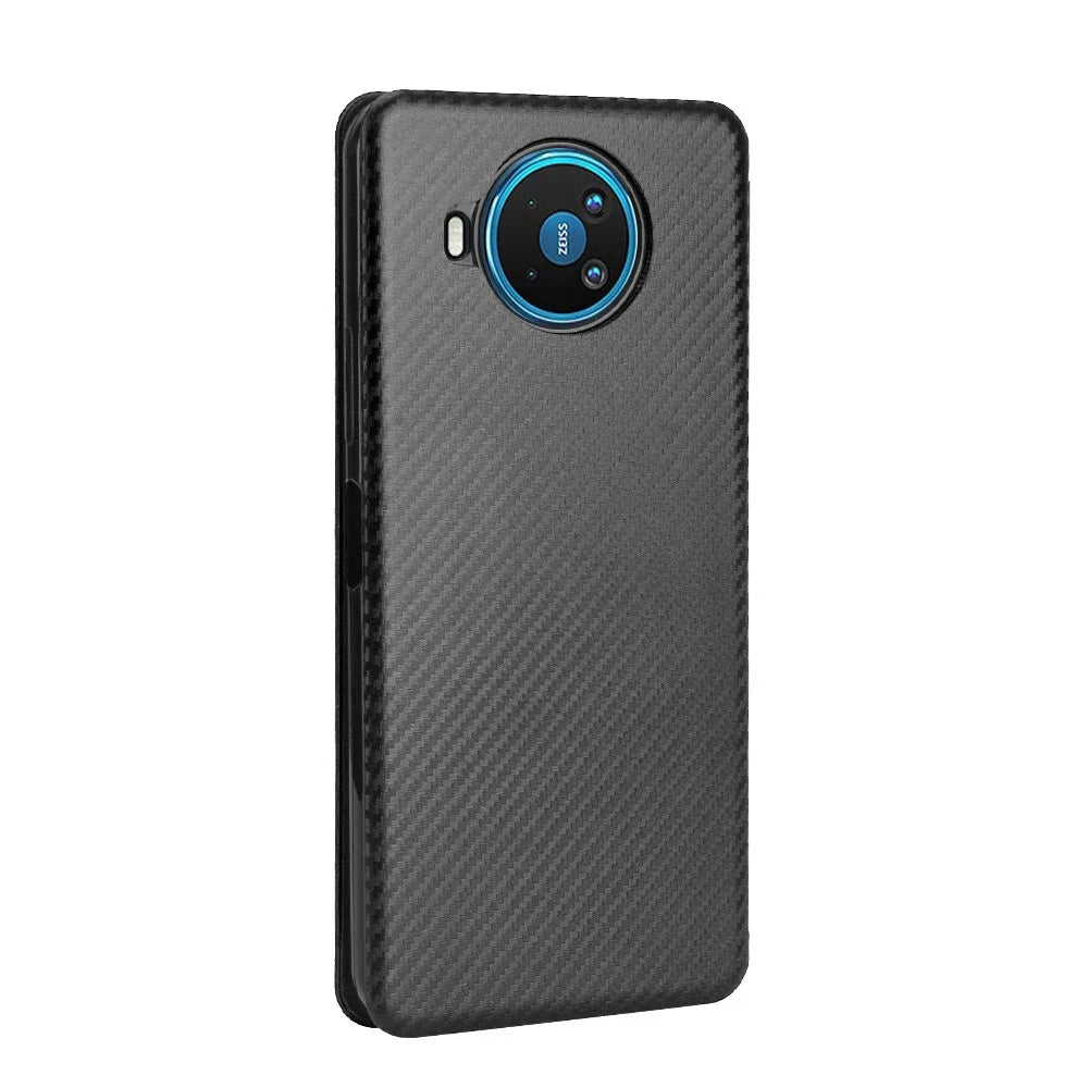 Carbon Fiber Texture Auto-absorbed Leather Shell for Nokia 8.3 5G - Black - 6