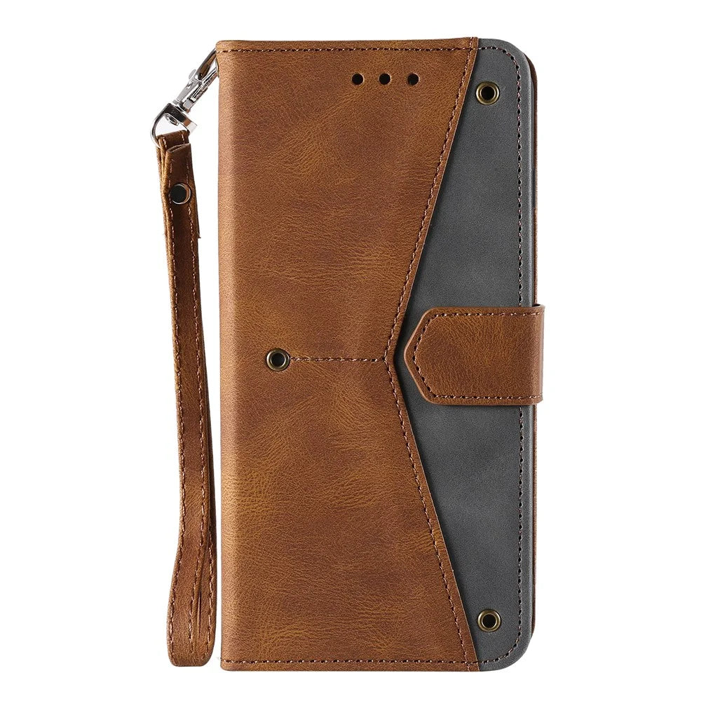 Splicing Stitching Skin-touch PU Leather Case Stand Protector Cover for Nokia G20 - Brown - 2