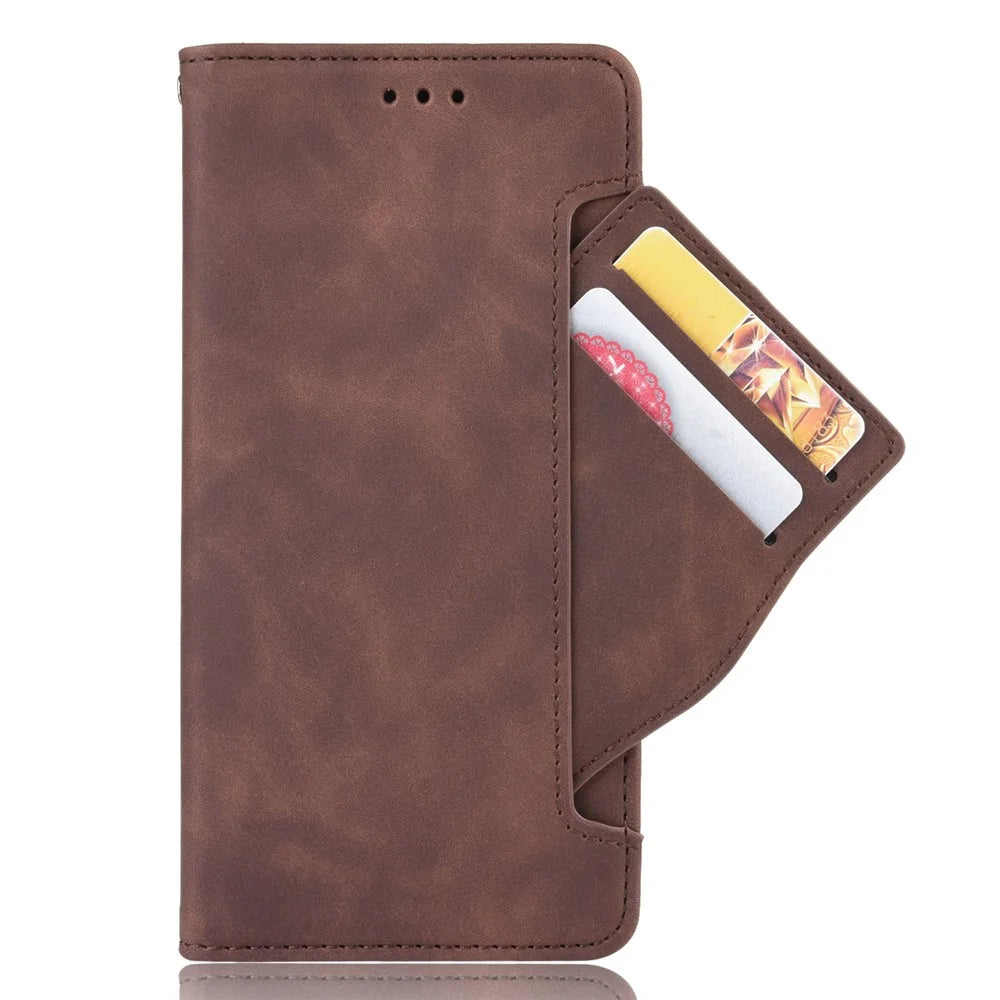 Leather Wallet Protective Case with Multiple Card Slots for Nokia 1.4 - Brown - 3