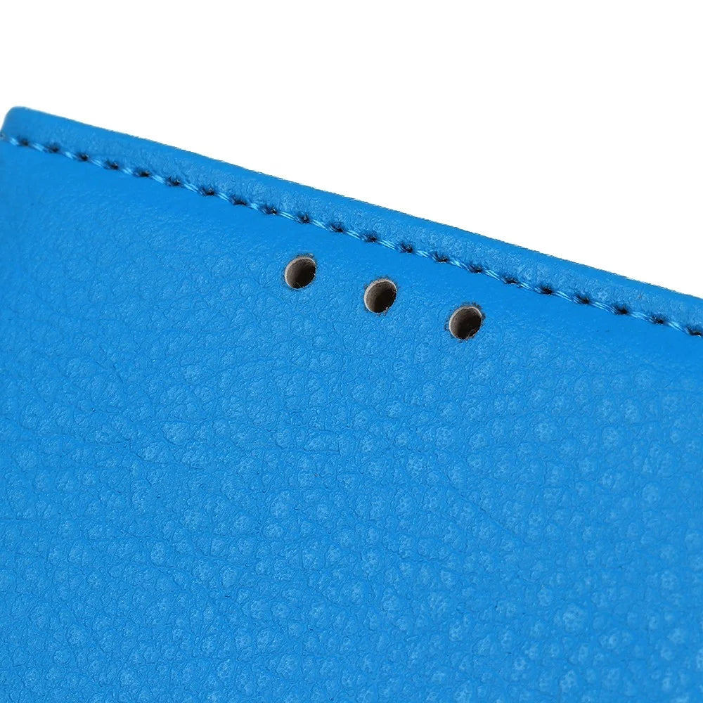 Litchi Skin Wallet Leather Phone Case for Nokia X20/X10 - Blue - 7