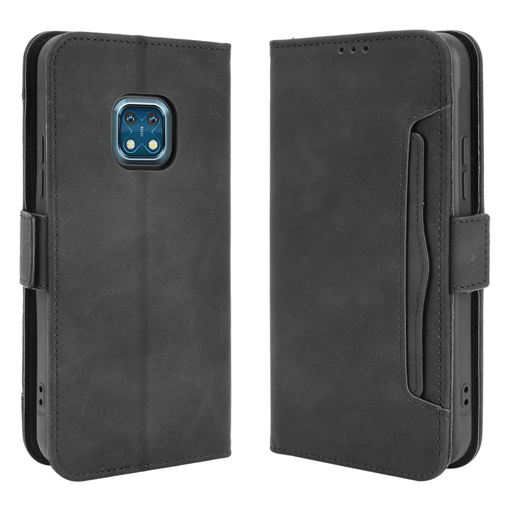 Full Protection Multi Card Holder Design Leather Phone Stand Case Cover Protector for Nokia XR20 - Black - 1