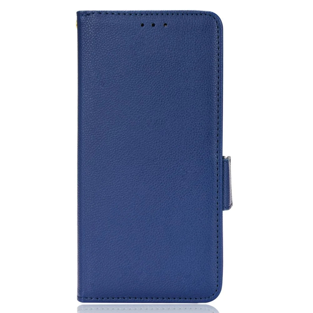 For Nokia X100 / X10 / X20 PU Leather Flip Folio Cover Litchi Texture Wallet Stand Soft TPU Protective Interior Case - Dark Blue - 2
