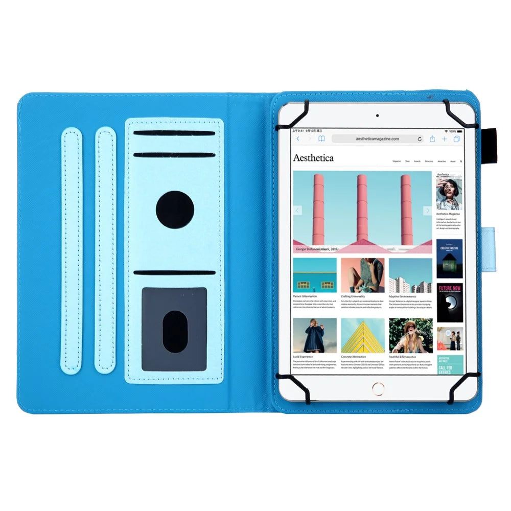 Universal Leather Case Cover with Card Storage for 8 inch Tablet - Baby Blue - 5