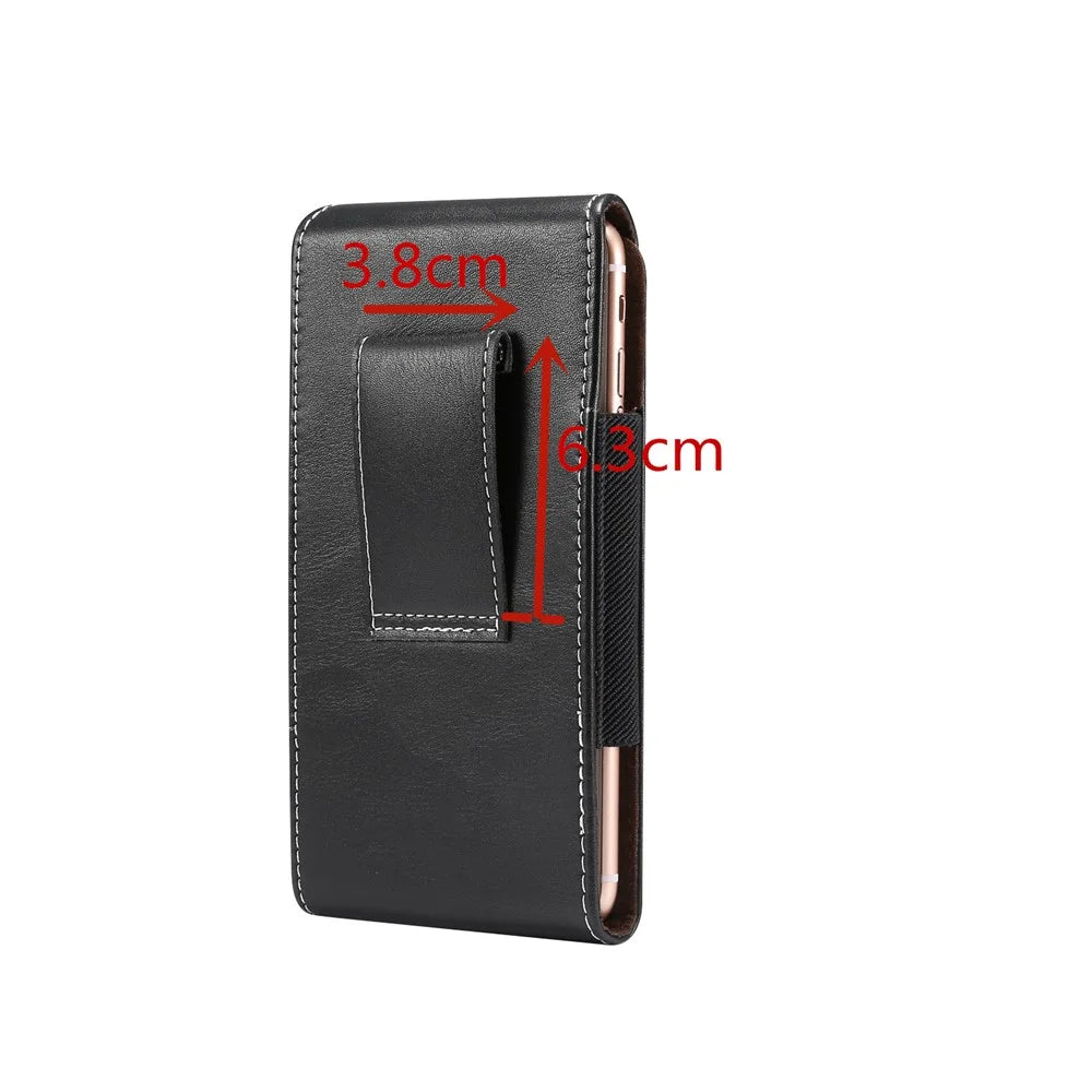 6.4-6.9 inch Universal Wear-resistant Leather Belt Clip Phone Pouch Case for iPhone Samsung Huawei Etc. - 5