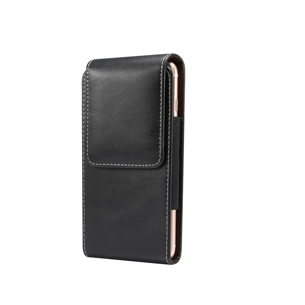 5.5 inch Universal Wear-resistant Leather Belt Clip Phone Pouch Case for iPhone Samsung Huawei Etc. - 1