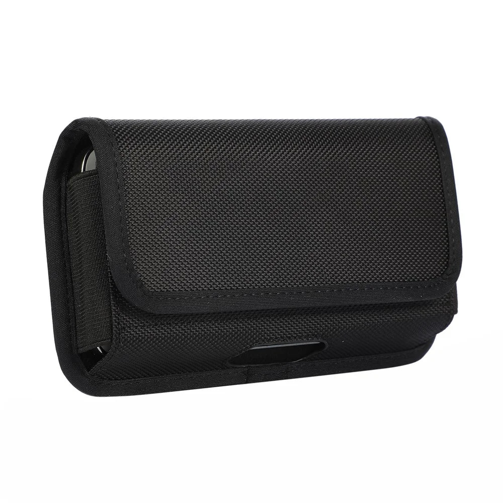 Nylon Card Bag (16.5*9*2cm) Holster Pouch Nylon Belt Case Horizontal Waist Wallet Pouch - Black - 5