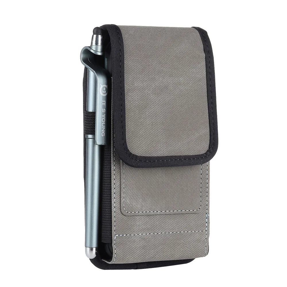 Universal Leather Phone Pouch RFID Blocking Function Hanging Waist Bag, Size: 18.5x10x2.2cm - 2