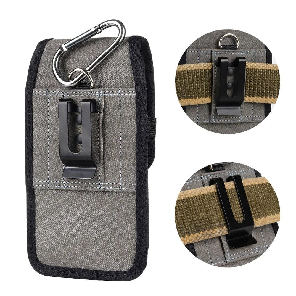 Universal Leather Phone Pouch RFID Blocking Function Hanging Waist Bag, Size: 18.5x10x2.2cm - 4