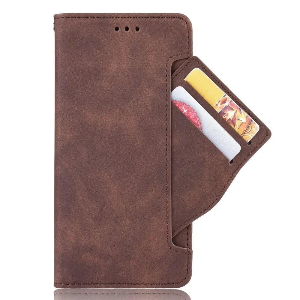 For Ulefone Power Armor 14 4G/14 Pro 4G Multi-Card Holder Slots Wallet Phone Case PU Leather Stand Magnetic Flip Protective Cover - Brown - 2