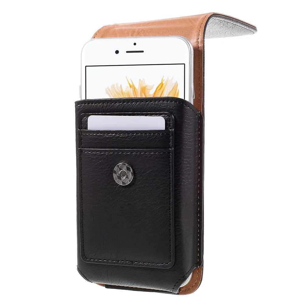 Clip Leather Pouch Case with Card Slot for iPhone 6/6s/7/8/SE (2020)/SE (2022) 4.7 inch Size: 14 x 7 x 1.5cm - Black - 2