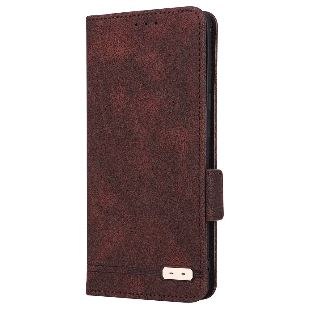 For TCL 20 Pro 5G PU Leather Phone Case Shockproof Phone Cover Folio Flip Case with Stand Wallet - Coffee - 2