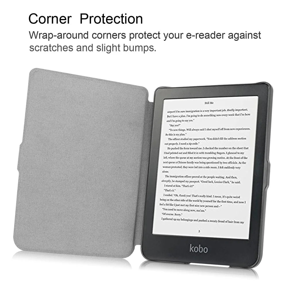 PU Leather Smart Magnetic Flip Casing for Kobo Clara HD 6.0 inch - Black - 2