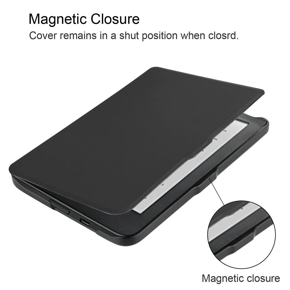 PU Leather Smart Magnetic Flip Casing for Kobo Clara HD 6.0 inch - Black - 5