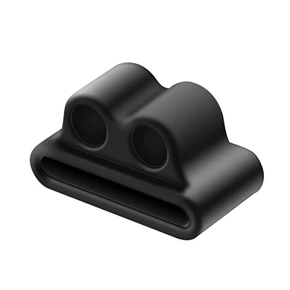 For Apple AirPods 4-in-1 Accessories Shock-proof Silicone Protective Cover + Neck Strap + Earphone Holder + Earbud Cover - Black - 2