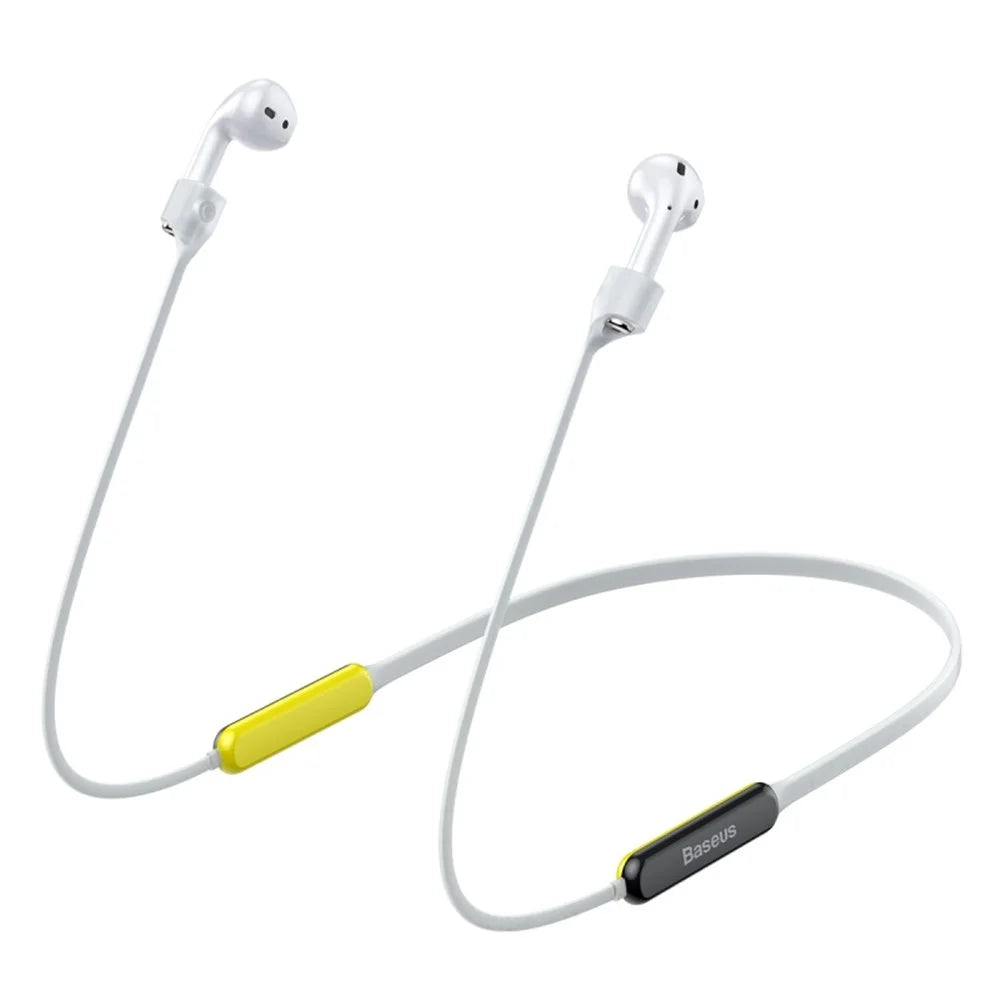 BASEUS Fluorescent Ring Sports Silicone Lanyard Sleeve for Apple AirPods with Charging Case (2019) /AirPods with Wireless Charging Case (2019) / AirPods with Charging Case (2016) - Grey/Yellow - 7