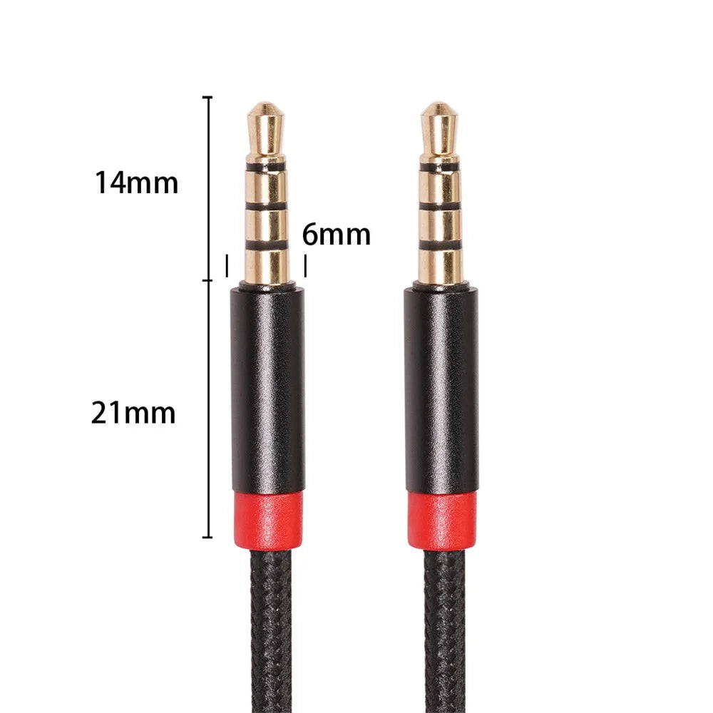 2M 3.5 mm Male to Male 4-Conductor Auxiliary Stereo Aux Cable - 2
