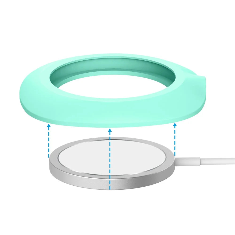 Desk Silicone Protective Case Rim Sleeve for Magsafe Wireless Charger - Green - 4