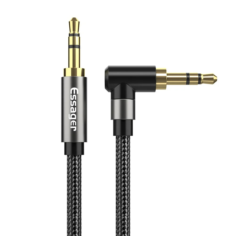 ESSAGER 3.5mm Jack Male to Male Audio AUX Cable for PC Mobile Phone Speaker, 1.5m - Black - 1