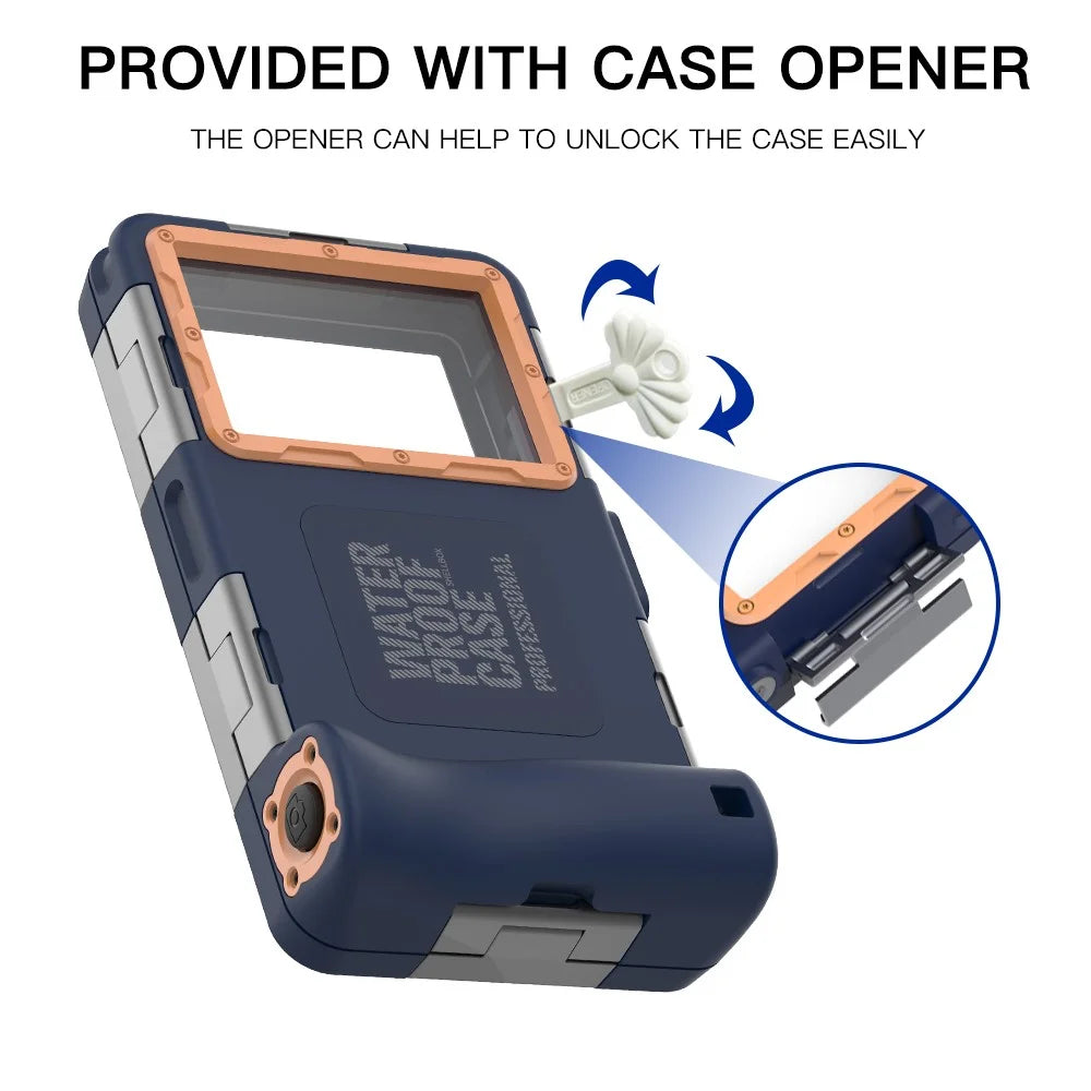 SHELLBOX Diving Case II 15m Underwater Universal Full Body Phone Shell IPX8 Waterproof Cover with Anti-Lost Rope - Blue - 7