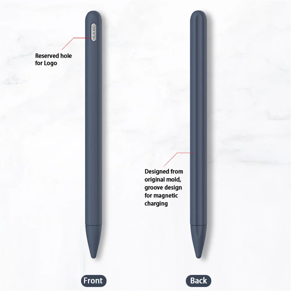 For Huawei M-Pencil 1st Generation Silicone Stylus Pen Cover Holder Anti-Slip Pen Sleeve with Protective Nib Cover - Midnight Blue - 5