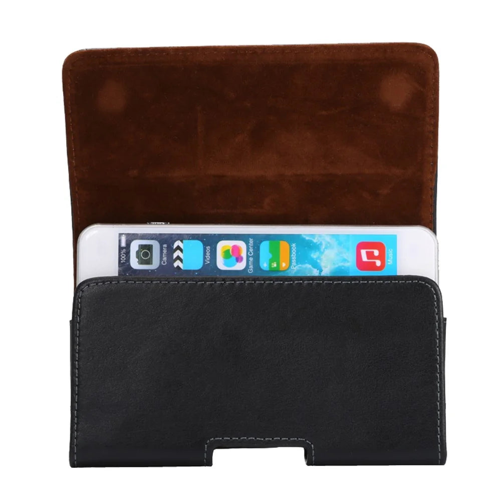Genuine Leather Case Holster Pouch for iPhone SE (2020) / SE (2022) / 8 / 7 6s / 6 4.7 Inch with Belt Clip - Black - 3