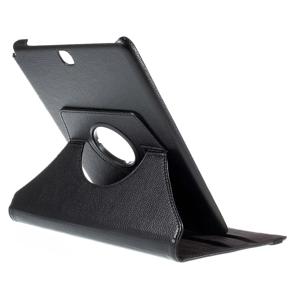 For Samsung Galaxy Tab A 9.7 T550 T555 Lychee Litchi Leather Cover with Rotary Stand - Black - 7