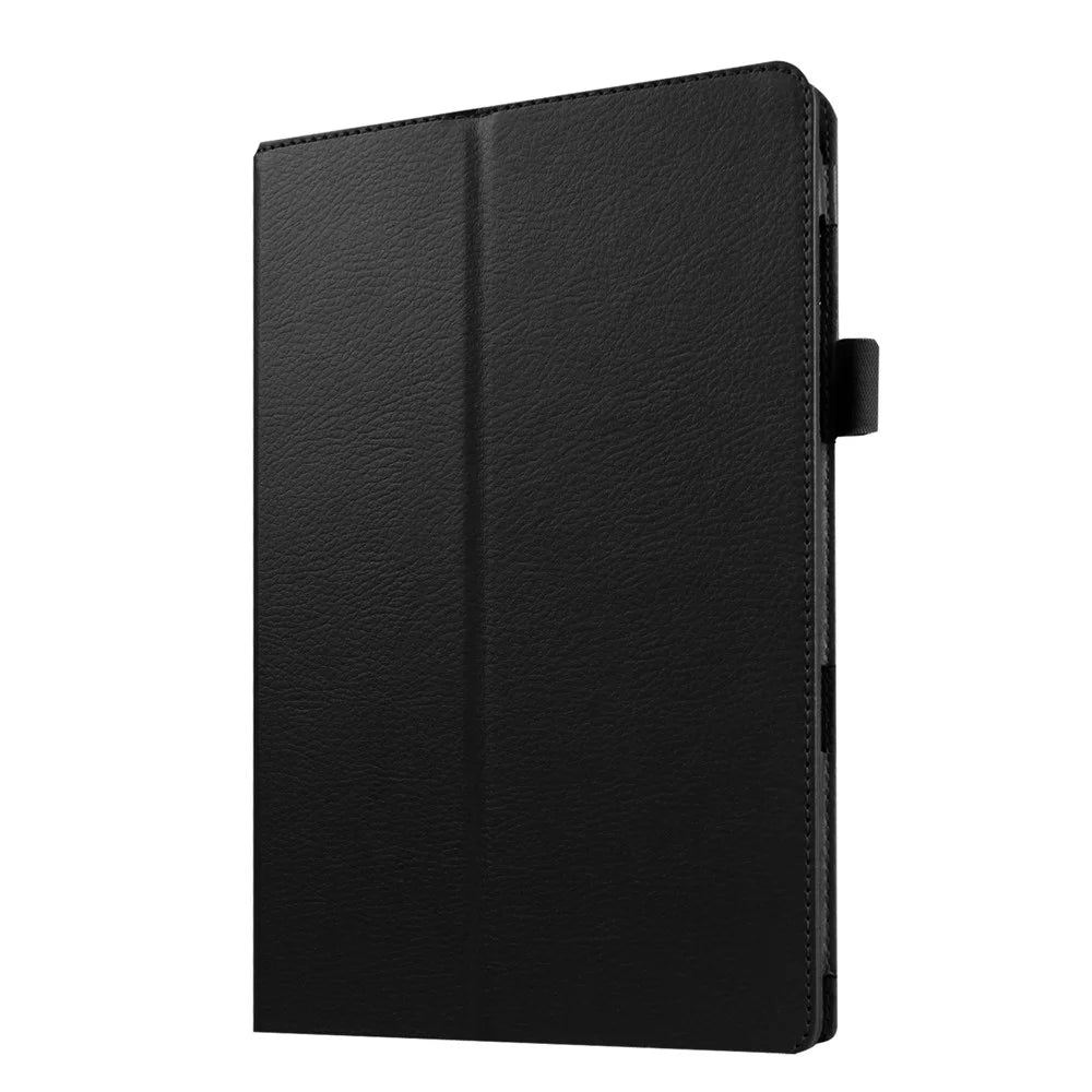 Litchi Skin Leather Stand Case for Samsung Galaxy Tab E 9.6 T560 - Black - 1