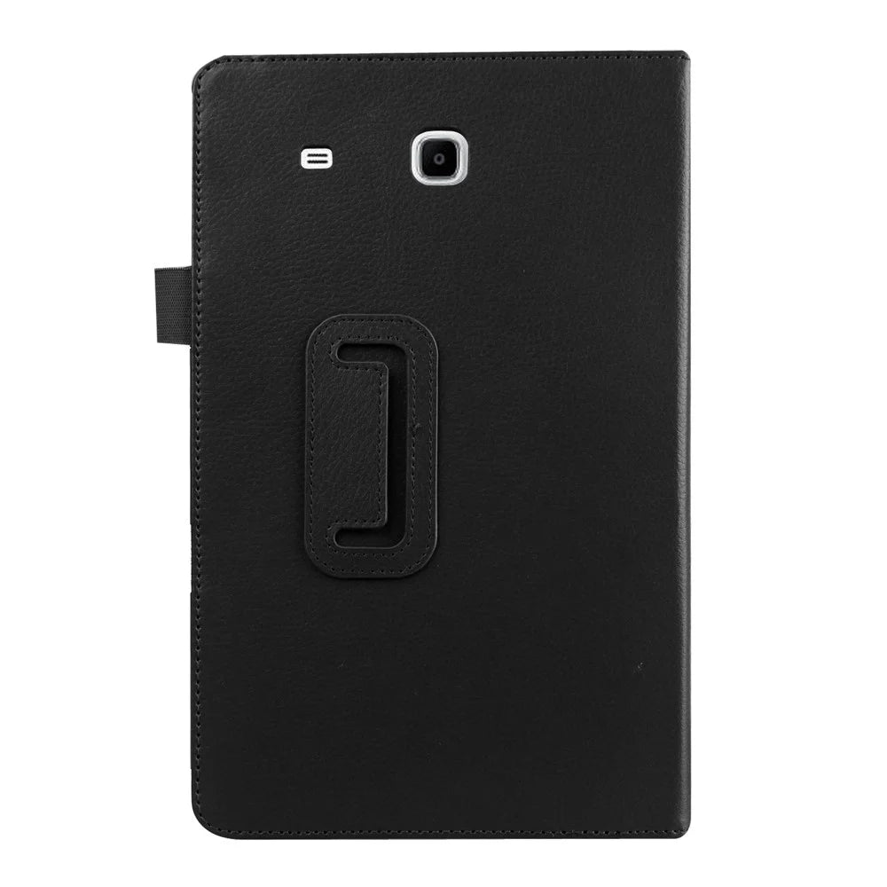 Litchi Skin Leather Stand Case for Samsung Galaxy Tab E 9.6 T560 - Black - 3