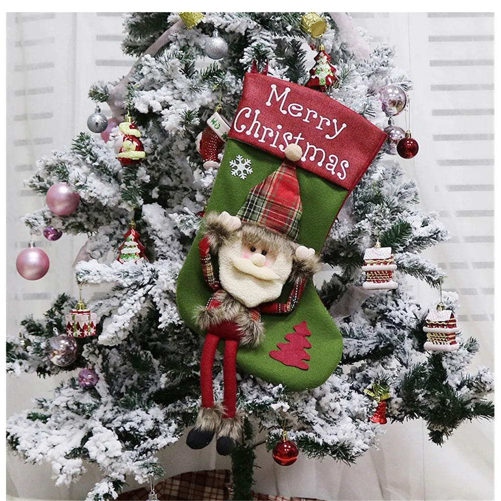 Christmas Stocking Santa Claus Socks Gift Bag Xmas Tree Hanging Decoration - Santa Claus - 1