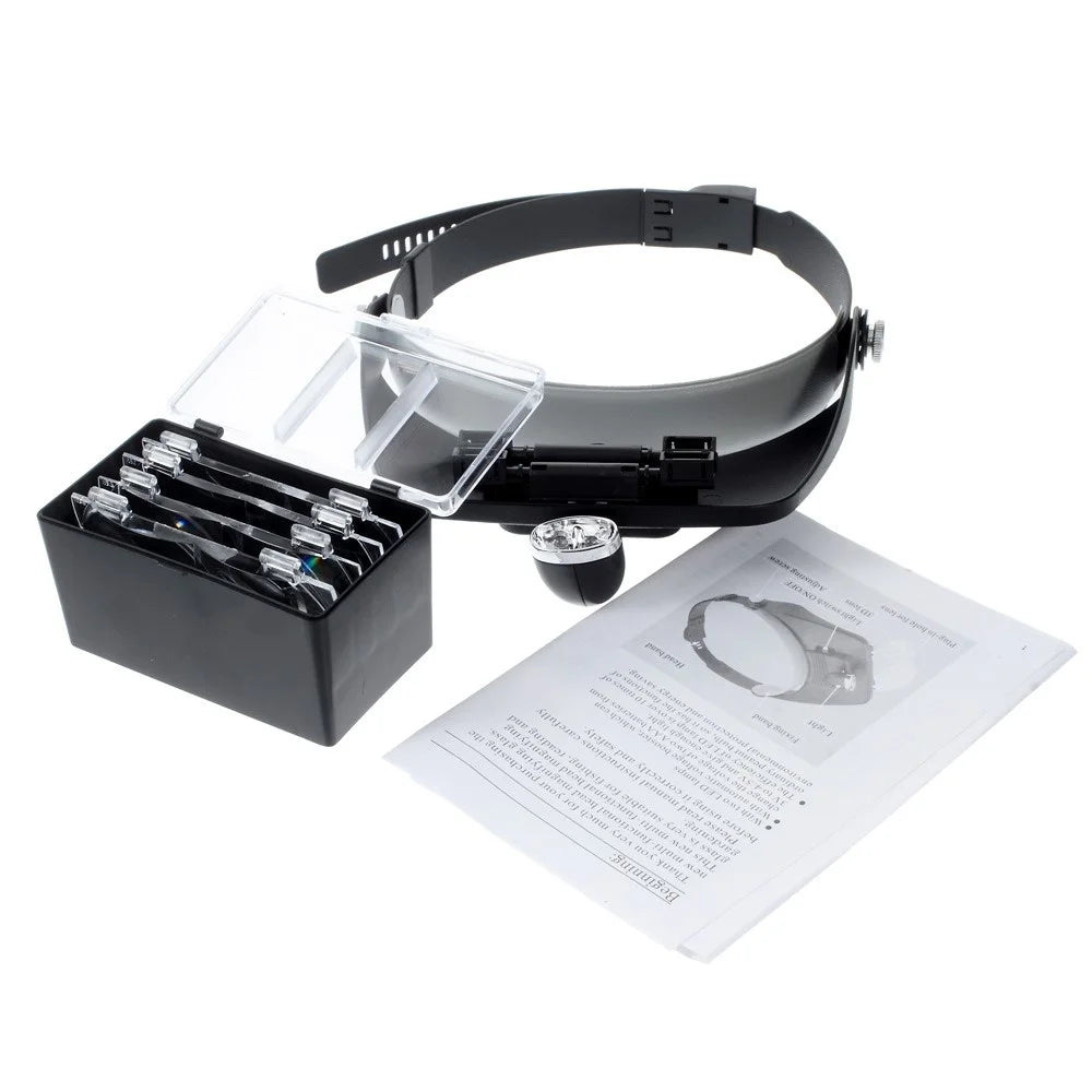 2-LED Headband Magnifier Magnifying Glass Loupe for Reading Jewelry Appraisal Etc (MG81001-A) - 3