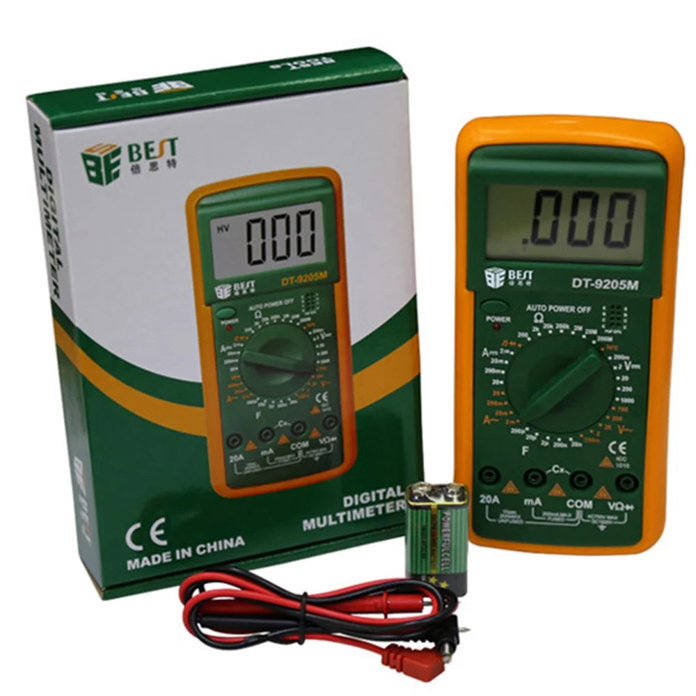 BEST BST-9205M LCD Digital Multimeter Handheld AC/DC Tester Device - Green + Orange - 4