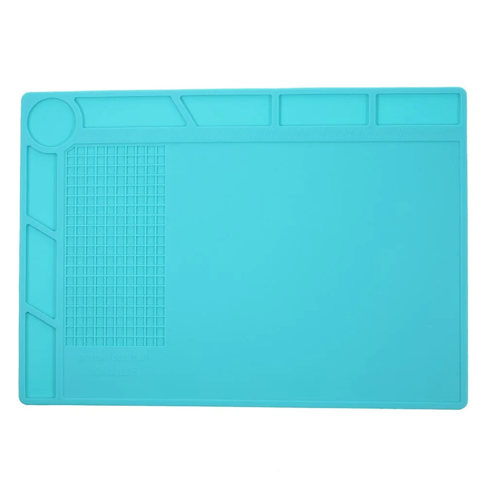 Silicone Pad Phone Maintenance Platform High Temperature Resistant with 25cm Scale Ruler - Blue - 1