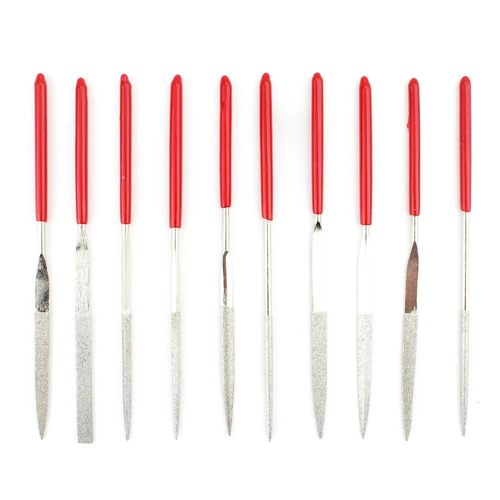 10 in 1 Rubber Coated Handle Square Round Triangle Needle Files Set - 1