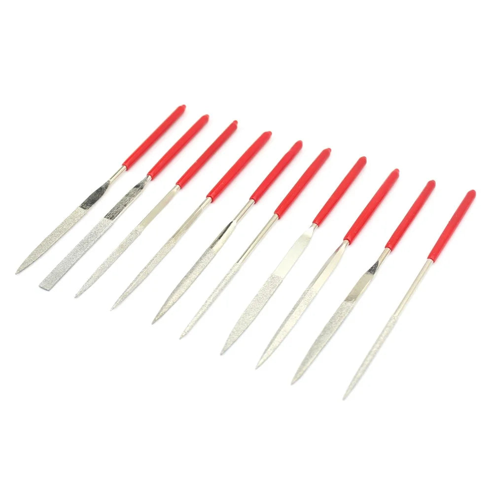 10 in 1 Rubber Coated Handle Square Round Triangle Needle Files Set - 2