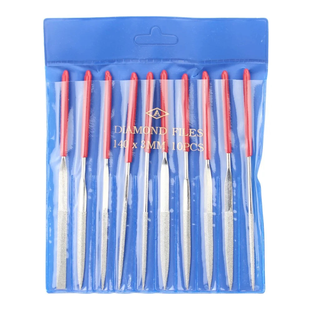 10 in 1 Rubber Coated Handle Square Round Triangle Needle Files Set - 7
