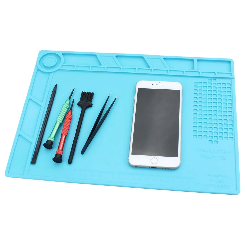 S-140 Silicone Heat Insulation Repair Platform Mat with Magnetic Screw Section - Blue - 1