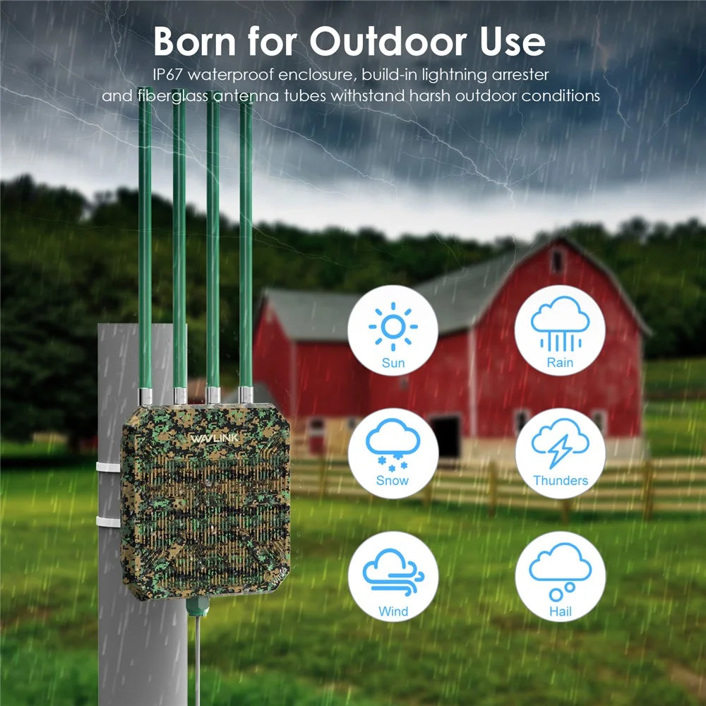 WAVLINK WN573HX3 Outdoor AX3000 Dual Band WiFi 6 Extender for Courtyard RV Wireless Router - AU Plug - 6