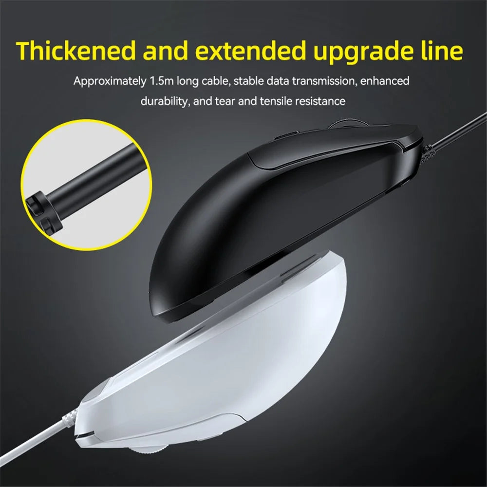 T-WOLF G580 Wired Mouse with Anti-Slip Sticker Ergonomic Design Office Mouse Support 1000-1600 DPI - Black - 6