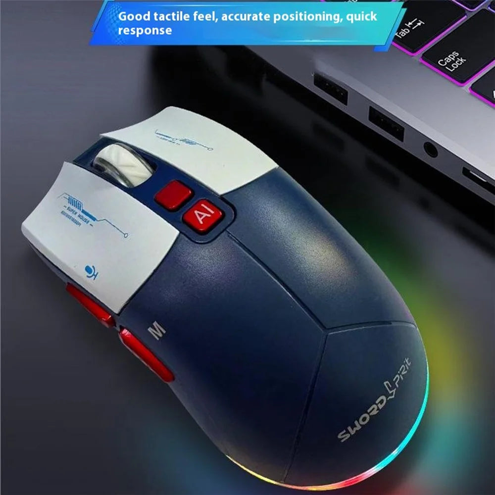 SWORD PIRIT XG705Pro 100+ Languages Translation AI Voice Control Bluetooth-Compatible Mouse for Typing Writing PPT Drawing - White+Blue - 3