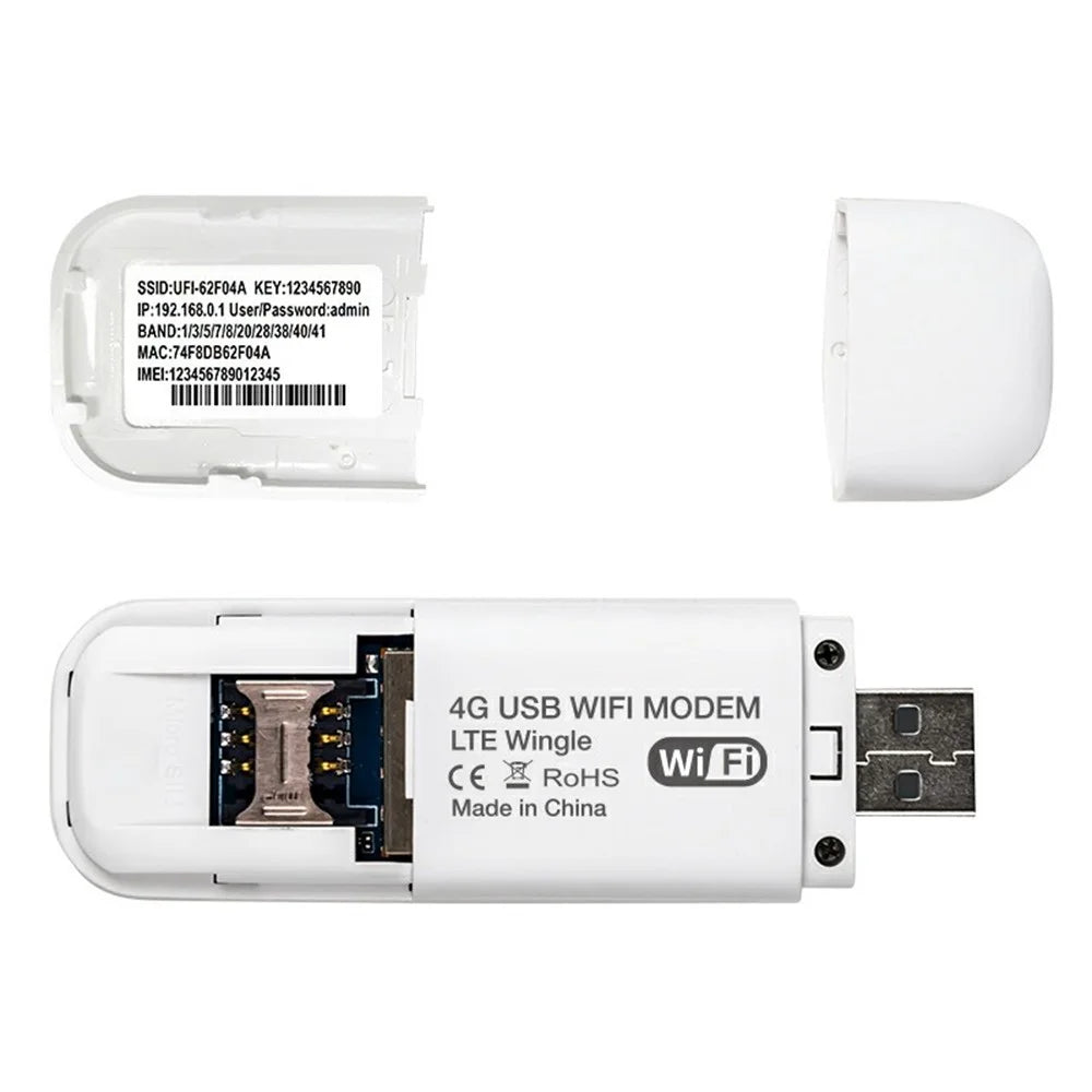 U6-E8 Eurasian Version 4G LTE UFI Modem USB WiFi Dongle International Travel SIM Card Portable WiFi Hotspot - White - 2