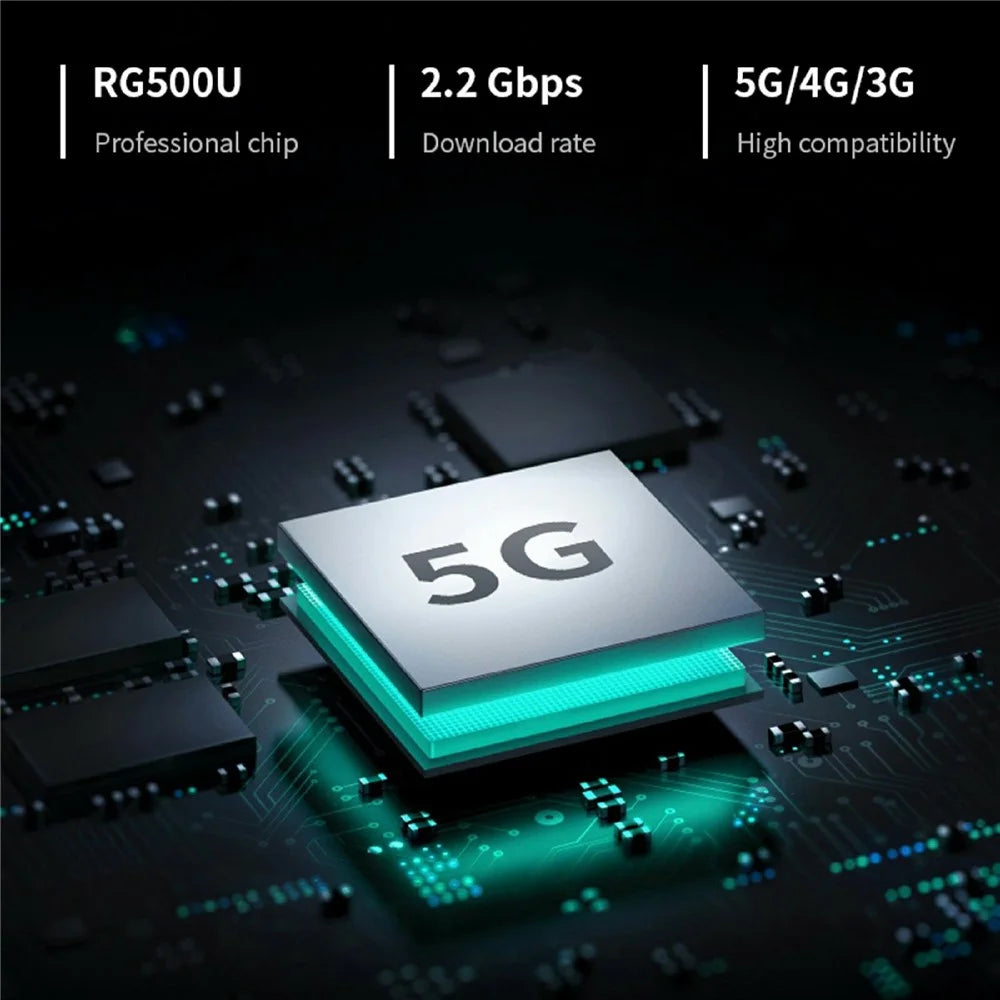 NR500 5G CPE Router with SIM Card Slot 2.4G + 5.8G Dual Band WiFi 6 Gigabit Wireless Repeater, with 4000mAh Battery - US Plug - 4