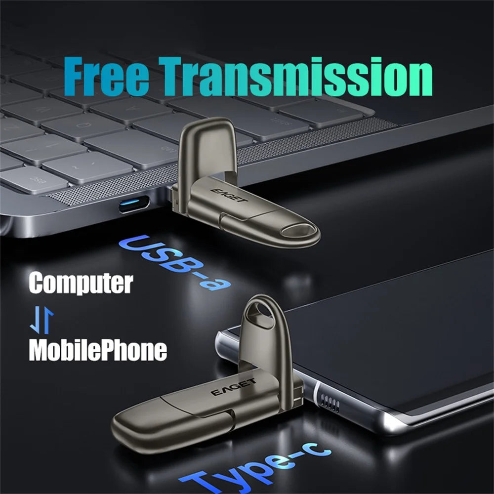 EAGET SU50 1TB Solid State Pen Drive USB 3.2 Gen1 + Type-C 2 in 1 USB Flash Drive for PC Smartphone Tablet - Black - 7