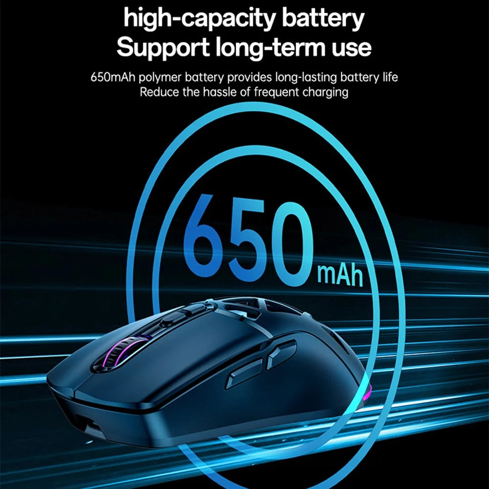 YESIDO KB46 Wireless Gaming Mouse 2.4G / Bluetooth-compatible / USB Wired Mouse with RGB Backlit - Black - 6