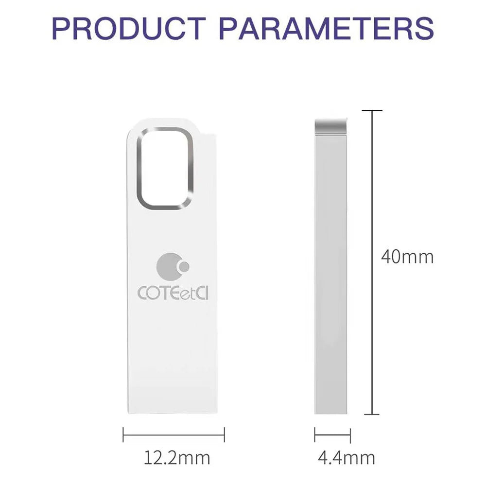 COTECI CS8831 32GB USB 3.0 Flash Drive Zinc Alloy Portable Memory Stick with Hanging Hole - Silver White - 5