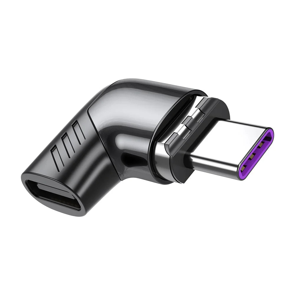 5A 100W PD Side Magnetic Suction Adapter Type-C Elbow Fast Charging Converter Plug for MacBook - Black - 1