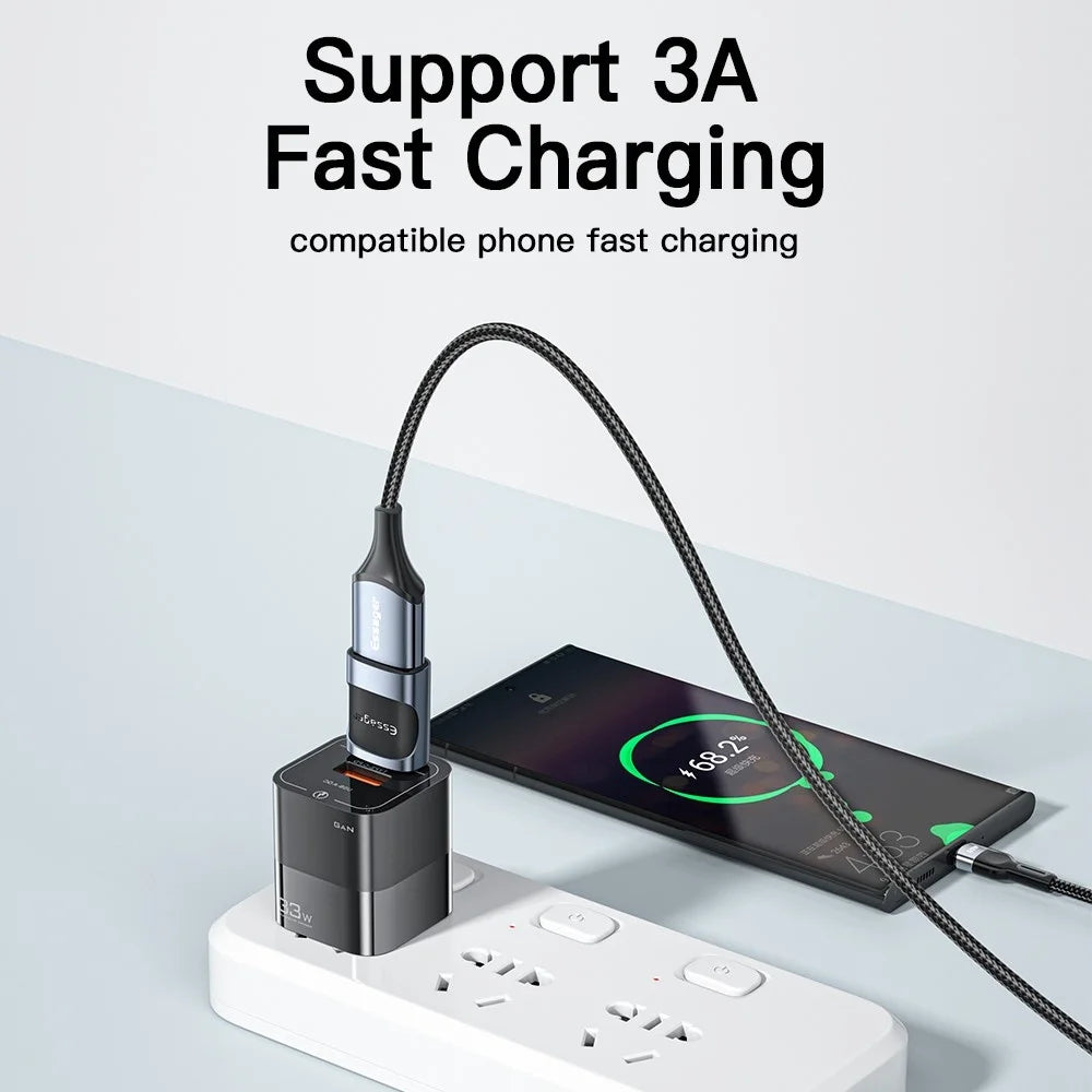 ESSAGER USB Female to Type-C Male USB3.0 5Gbps Data Transmission Charging Connector OTG Adapter - Blue - 4
